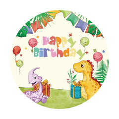 Thème de dessin animé de dinosaure rond, toile de fond joyeux anniversaire
