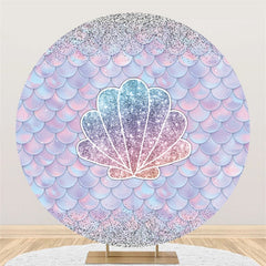 Coquillages de sirènes à paillettes rondes, toile de fond joyeux anniversaire