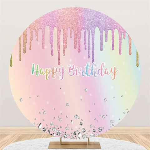 Toile de fond de joyeux anniversaire de diamants roses ronds scintillants Toile de fond de joyeux anniversaire de diamants roses ronds scintillants