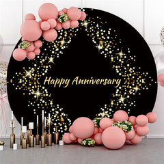 Toile de fond ronde joyeux anniversaire étoile scintillante noire