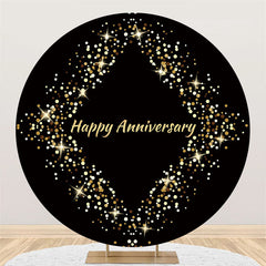 Toile de fond ronde joyeux anniversaire étoile scintillante noire