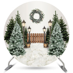 Couronne de verdure ronde toile de fond blanc joyeux noël