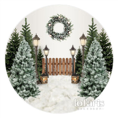 Couronne de verdure ronde toile de fond blanc joyeux noël