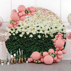 Toile de fond de mariage de feuilles vertes florales roses blanches rondes