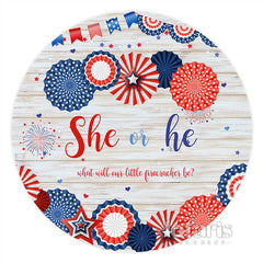 Round She Or He Gender Reveal Baby Shower Backdrop