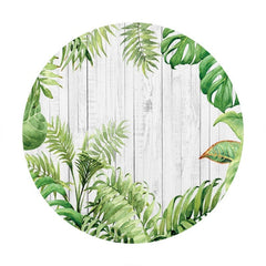 Toile De Fond Joyeux Anniversaire En Bois Et Feuilles à Rayures Rondes