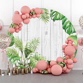 Toile De Fond Joyeux Anniversaire En Bois Et Feuilles à Rayures Rondes