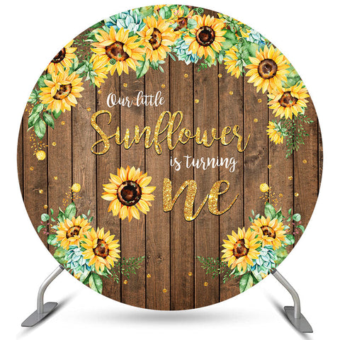 Tournesol rond en bois joyeux 1er anniversaire toile de fond Tournesol rond en bois joyeux 1er anniversaire toile de fond