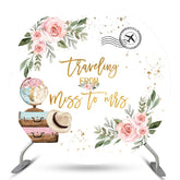 Toile de fond florale de thème d'avion de voyage rond