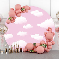 Toile De Fond Ronde De Joyeux Anniversaire Rose Nuage Blanc Pour Fille