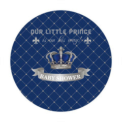 Toile De Fond De Cercle De Baby Shower De Couronne Bleu Royal Et Argent