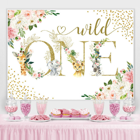 Safari et paillettes florales Wild One Birthday Toile de Fond Safari et paillettes florales Wild One Birthday Toile de Fond