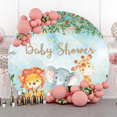 Safari Animaux Feuilles Baby Shower Toile de Fond Ronde
