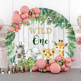 Safari Animals Wild One 1er Anniversaire Toile de Fond Ronde