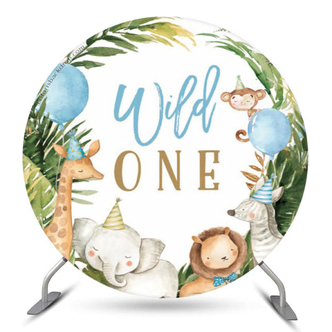Toile de fond ronde Safari Animals Wild One Birthday Toile de fond ronde Safari Animals Wild One Birthday