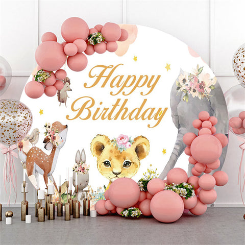 Safari Ballon Floral Nuage Cercle Anniversaire Toile de Fond Safari Ballon Floral Nuage Cercle Anniversaire Toile de Fond