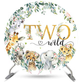 Toile de fond d'anniversaire sauvage à deux cercles de plantes florales Safari