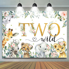 Safari Floral Plants Sauvage Deux Joyeux Anniversaire Toile de Fond