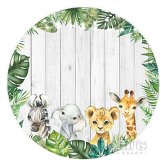 Toile de fond de cercle en bois de jungle verte Safari pour enfant