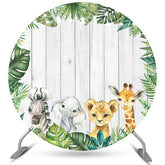 Toile de fond de cercle en bois de jungle verte Safari pour enfant