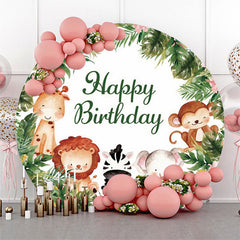 Toile de fond d'anniversaire de cercle de jungle sauvage de safari pour des garçons