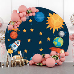 Toile de fond ronde du thème de la planète étoile satellite pour la fête