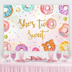 Toile de fond d'anniversaire Shes Two Sweet Color Donuts pour filles