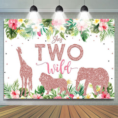 Shes Two Wild Floral Pink Bokeh 2¨¨me toile de fond d'anniversaire