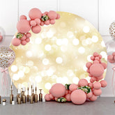 Décors ronds Bokeh dorés à points blancs brillants pour fête