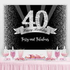 Toile de fond joyeux 40e anniversaire à paillettes argentées et noires