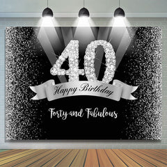 Toile de fond joyeux 40e anniversaire à paillettes argentées et noires