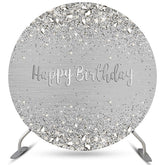 Toile de fond ronde de joyeux anniversaire de diamant argenté pour la fête