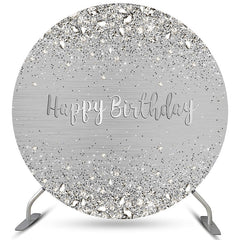 Toile de fond ronde de joyeux anniversaire de diamant argenté pour la fête