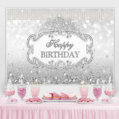 Toile de fond d'anniversaire princesse couronne royale diamant argent