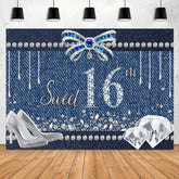 Toile de fond de joyeux anniversaire Sweet Sixteen Silver Diamond