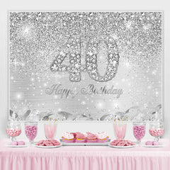 Toile de fond simple joyeux 40e anniversaire à paillettes argentées