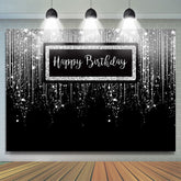 Toile de fond de joyeux anniversaire de luxe Silver Glitter Spark