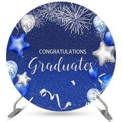 Toile de fond de graduation de cercle de ballons bleu marine argenté