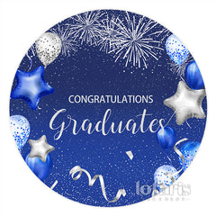 Toile de fond de graduation de cercle de ballons bleu marine argenté