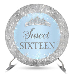 Flocon de neige étincelant argenté rond Sweet 16 Toile de fond