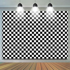 Toile de fond d'anniversaire à carreaux noir et blanc simple pour la fête