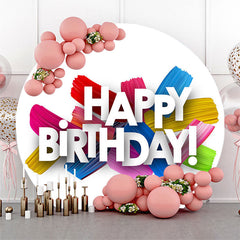 Couverture de toile de fond ronde joyeux anniversaire coloré simple
