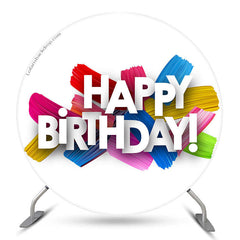 Couverture de toile de fond ronde joyeux anniversaire coloré simple