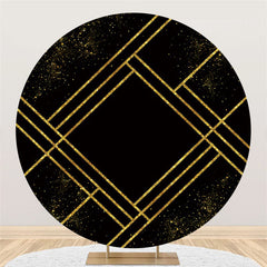Toile de fond de cercle de lignes dorées et noires à paillettes simples