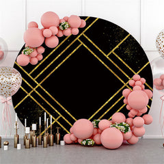 Toile de fond de cercle de lignes dorées et noires à paillettes simples