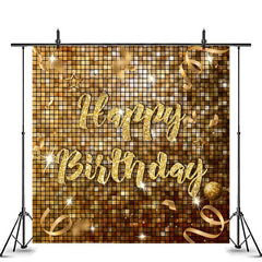Toile de fond de joyeux anniversaire thème doré paillettes simples