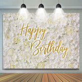 Toile de fond simple et élégante de joyeux anniversaire blanche et florale