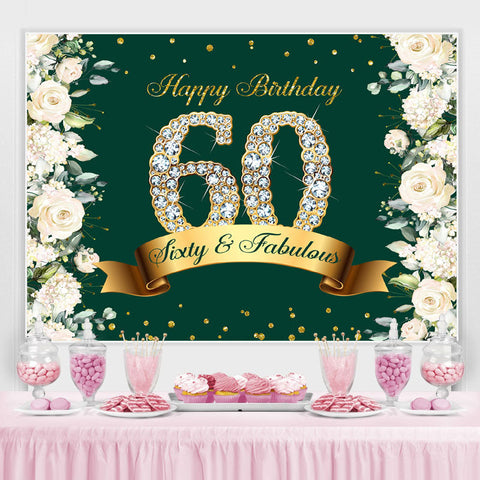 Soixante et fabuleux décor d'anniversaire à paillettes florales Soixante et fabuleux décor d'anniversaire à paillettes florales