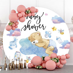 Dormez sur le fond rond de fête de naissance d'ours de nuage