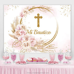 Rose Léger Avec Toile De Fond Thème Doré Mi Bautizo